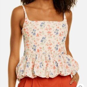NWTRebecca Taylor Peplum Puff Floral Emma Cami
